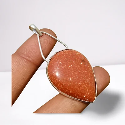 Продажа кулон из стерлингового серебра 925 пробы с солнечным камнем этнические ювелирные изделия 1,75 дюйма - Изображение 1 из 4