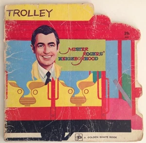 Mister Rogers' Neighborhood Trolley Golden Shape Book RARE Vintage Worn 1975 - Picture 1 of 9