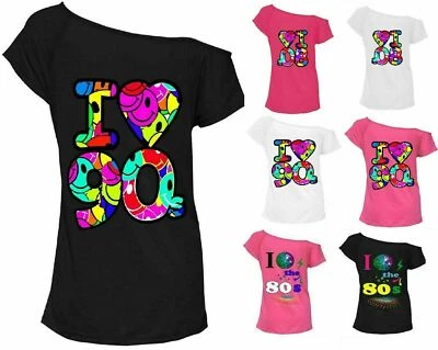 I Love The 90s T-Shirt Fancy Dress Costume Neon Festival Top New Women's LadieS - Image 1 of 2
