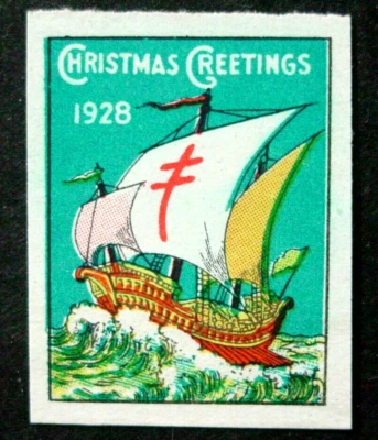 EE. UU., 1928 Barco Navegación Sello de Navidad Imperf Único Tipo III Rareza, MNH, No, Goma Foto 1 de 4