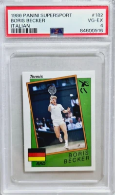 1986 Panini Supersport Italiano #182 Boris Becker Rookie Card RC PSA 4 MUITO BOM ESTADO-EX - Imagem 1 de 2