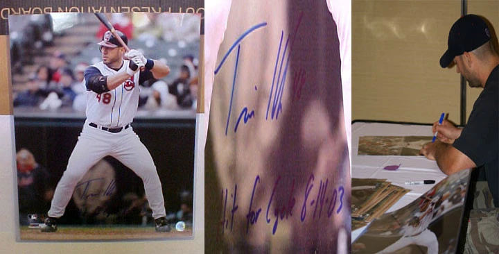 Travis Hafner Firmado 16x20 Indios de Cleveland Hit para el ciclo Insc Certificado de Autenticidad/Holo/Pic Foto 1 de 1