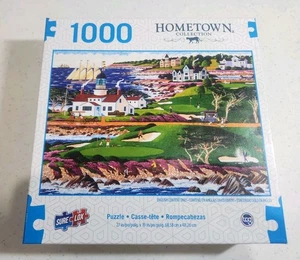 Hometown Collection Sure-Lox Jigsaw Puzzle 1000 Piece Folk Art Golf Course Box - Picture 1 of 7