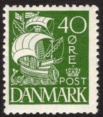 DINAMARCA 1927 SC #197 - MNH** 40 minerales carabela (sin cuadrados) CV $70,00 *Sellos de la bahía* Foto 1 de 2