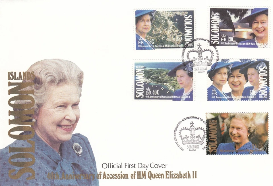 Reina Isabel II 40 años Adhesión Islas Salomón FDC 1992 (151273) Foto 1 de 1