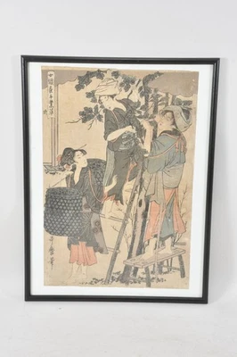 C27X01- Asiatika Farbholzschnitt 3 Frauen sign Tsukioka Yoshitoshi Japan 19.Jh - Bild 1 von 4