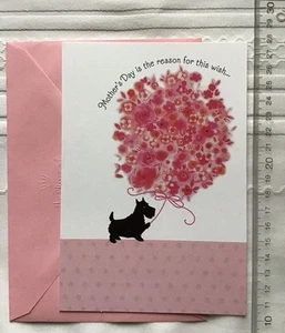 Hallmark Mothers Day Card, Unused W/ Env., Scottie Dog & Flowers - Picture 1 of 5