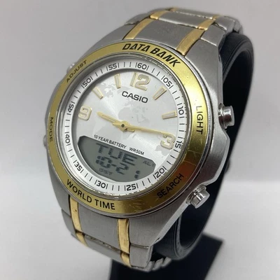 Casio Ana-Digi World Time Two Tone Men’s Watch DBW-30 Stainless Steel Running - Image 1 of 4