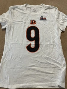 White Cincinnati Bengals Shirt Nike Joe Burrow 9 Super Bowl LVI 56 - Picture 1 of 3