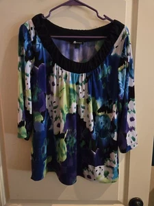 AB Studio size Large Blouse, floral, stretch - Picture 1 of 6