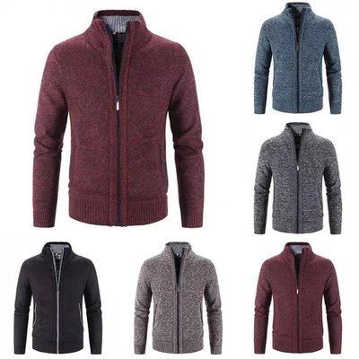 Herren Freizeit Winter Strickjacke mit Reißverschluss dicker Pullover Cardigan - Bild 1 von 4