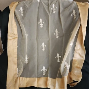 Gold Fleur de Lis Tischdecke klein 33x33 Gobelin Quaste Wohndeko - Bild 1 von 9