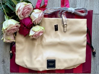 Victoria's Secret Cinch-Top Tote Bag In Beige/Gold Limited Edition NWT - Image 1 of 4