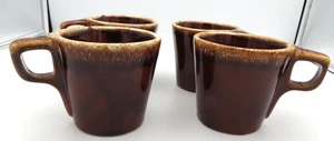 Set 4 tazze smaltate a goccia marrone ceramica Hull vintage made in USA - Foto 1 di 10