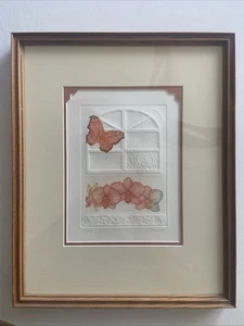 Joseph Bonard Etching "Butterfly & Flowers 15”x9” Signed Numbered 20/100 - Picture 1 of 6