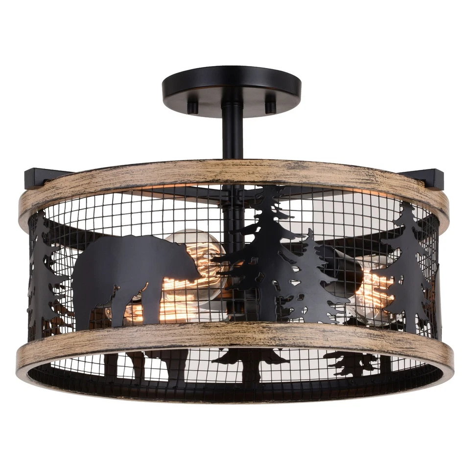 Kodiak - 3 Light Semi-Flush Mount In Rustic Style-10.75 Inches Tall and 16 - Image 1 of 1