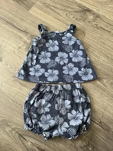 Carter’s  Baby Girls Blue Tropical Tank Top & Short Set size 12 months - Picture 1 of 4
