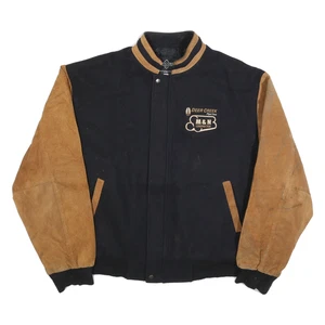 CONCORD Mens Black & Brown Workwear Wool Zip Jacket 2XL Suede Sleeves Classic - Picture 1 of 6