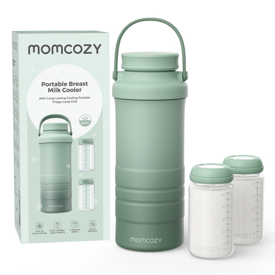 Momcozy 22oz Portable Breast Milk Cooler with 2 Bottles CM01 - Green
