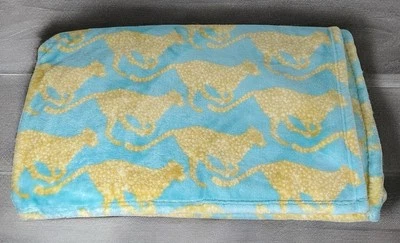 Manta Martha Stewart Capricho Gato de la Selva Guepardo Amarillo Azul Suave BONITA Foto 1 de 4