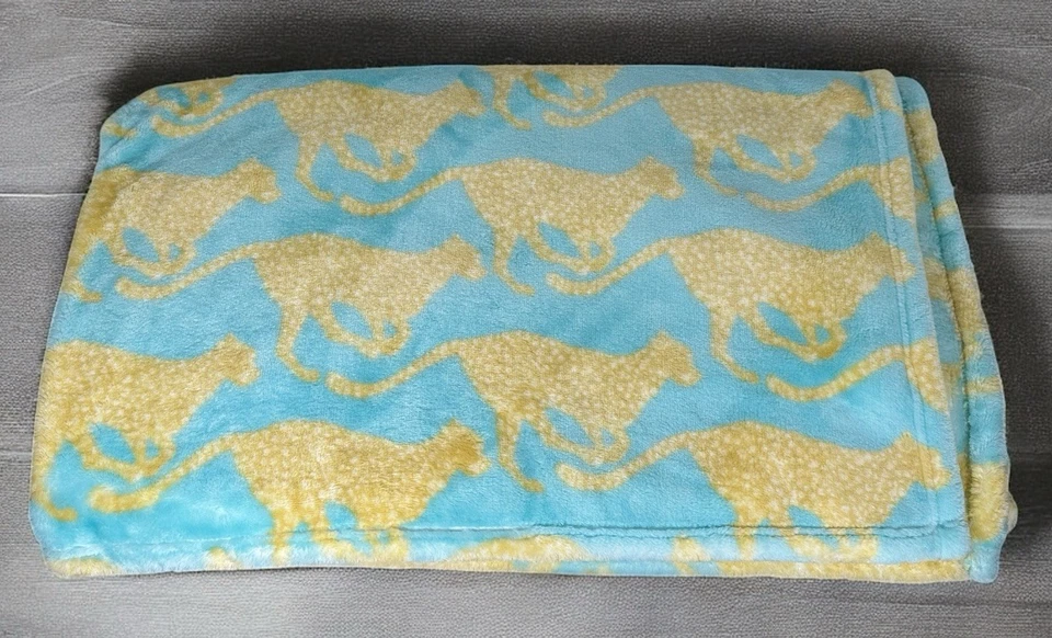 Manta Martha Stewart Capricho Gato de la Selva Guepardo Amarillo Azul Suave BONITA Foto 1 de 4