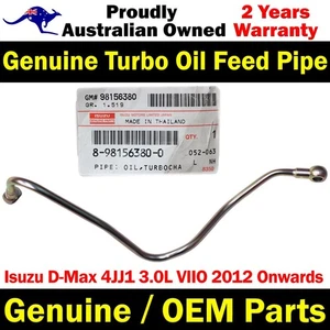 Genuine Turbo Charger Oil Feed Pipe For Isuzu D-Max 4JJ1 3.0L VIIO 2012 Onwards - Picture 1 of 7