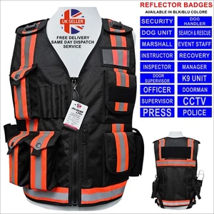 Premium Hi-Viz Security Dog Handler Vest Reflective Strips - Tactical Adjustable - Picture 1 of 24