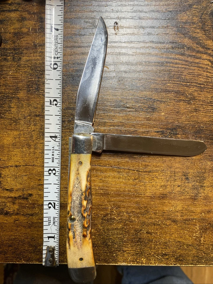 Vintage 1995 Case XX USA 5254 Trapper Folding Pocket Knife - GENUINE STAG - Image 1 of 4