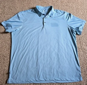 Mizzen + Main Polo Shirt Mens XXL Trim Blue Polka Dot Geometric Performance Golf - Picture 1 of 9