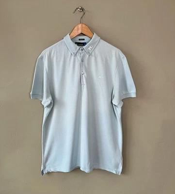 J.LINDEBURG Golf Polo Shirt Aqua Blue 100% Cotton Fantastic Size M VGC - Image 1 of 4