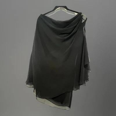 David’s Bridal 16 码女式黑色纯色单肩连衣裙 — 第 1/4 张图片