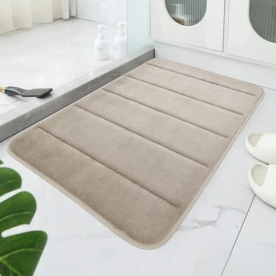 Alfombra de baño ultra suave antideslizante de terciopelo coralino secado rápido alfombra de inodoro ecológica moderna regalo Foto 1 de 4