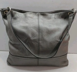 Bolso de hombro vintage Banana Republic de cuero granulado metálico Hobo - Imagen 1 de 11