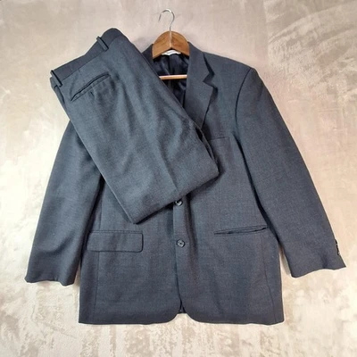 Pronto-Uomo Suit Mens 44R 39W Charcoal Wool Two Button Pleated Cuffed 2 Piece - Image 1 of 4