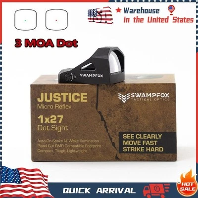 Swampfox Justice Micro 1x27 3MOA Red/Green Dot Optics Reflex Sight RMR Footprint