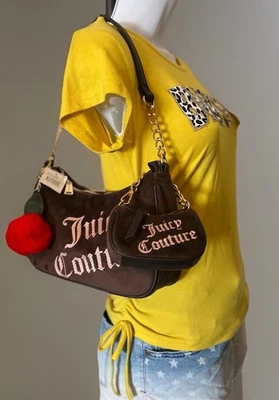 Juicy Couture Better Together Hobo Velvet shoulder bag & mini bag & Cherry Charm - Image 1 of 4