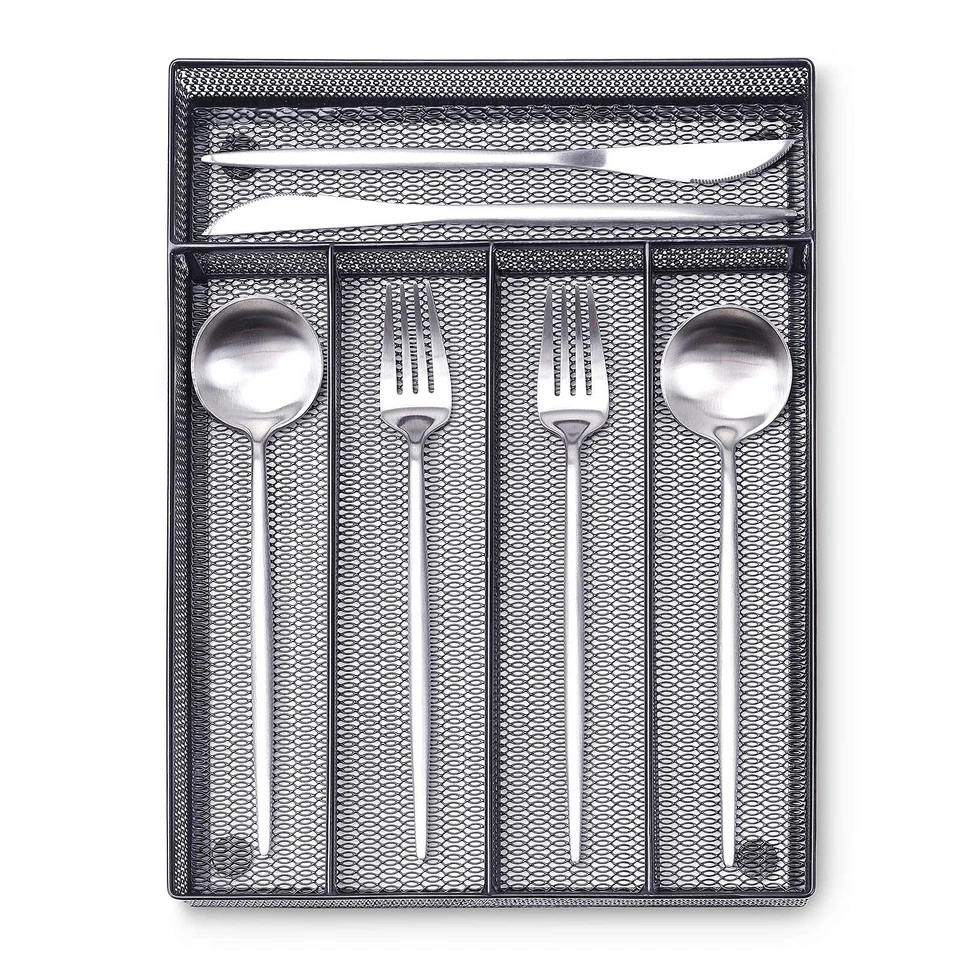 Silverware Drawer Organizer Black Kitchen Drawer Organizer Metal Mesh Utensil...