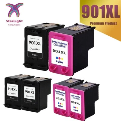 Lotto inchiostri 901XL adatti per HP 4500 J4524 J4535 J4540 J4550 J4580 J4585 J4624 J4660 - Immagine 1 di 4