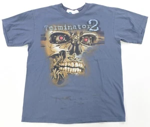 Rare VTG UNIVERSAL STUDIOS HOLLYWOOD Terminator 2 3D T Shirt 90s 2000s Blue SZ L - Picture 1 of 10
