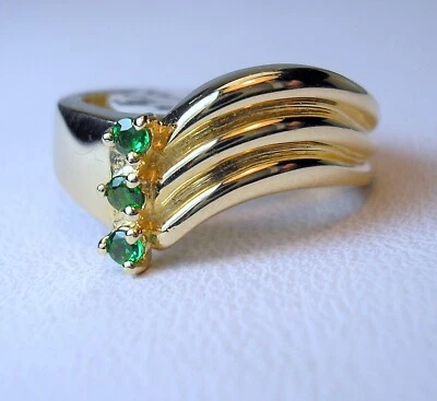 0.11 ct tw Genuine Natural Tsavorite Garnets 14K Yellow Gold Ring Was $995 Video - Image 1 of 4