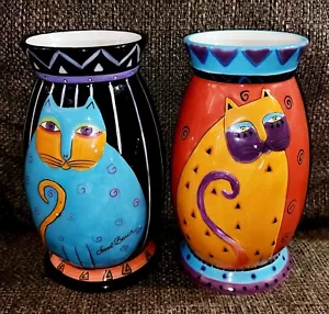 2 JARRONES LAUREL BURCH GATO - EXCELENTE ESTADO - Imagen 1 de 7