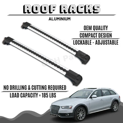 BARRA PORTAEQUIPAJES DE TECHO DE ALUMINIO BLOQUEABLE PARA AUDI A4 ALLROAD (2013-2016) Foto 1 de 4