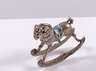 Silberfigur Figur Miniatur Schaukelpferd Sattel Emailliert Silber 800 