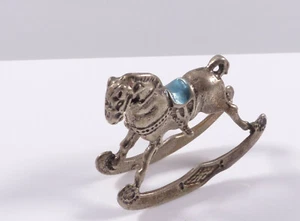 Silberfigur Figur Miniatur Schaukelpferd Sattel Emailliert Silber 800 - Bild 1 von 6