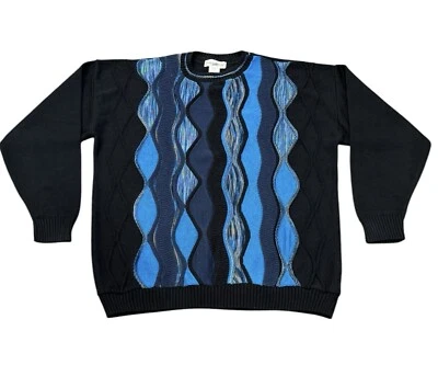 Suéter Tejido 3D De Colección Y2K Travel Smith Para Hombres Texturizado Negro Azul Talla Grande EE. UU. Foto 1 de 4