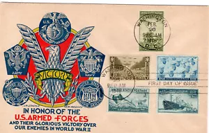 1946 Staehle Large First Day Cover - 5 Armed Forces stamps - Feb 26 - Picture 1 of 1