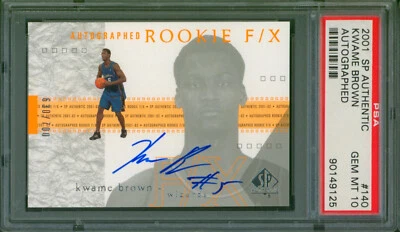 2001-02 Upper Deck SP Authentic KWAME BROWN Auto RC Rare #/700 Gem Mint PSA 10 - Image 1 of 2