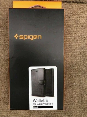 Spigen Samsung Galaxy NOTE 4 Cartera S Pata de cabra Plegable CARTERA Negra Foto 1 de 4