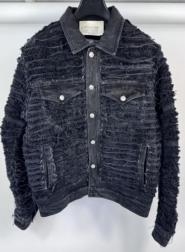 1017 ALYX 9SM XBLACKMEANS GIACCA DENIM DETTAGLIATA EFFETTO INVECCHIATO TAGLIA: L