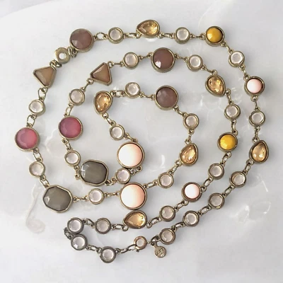 Conjunto de bisel loft vintage cristales facetados opacos y translúcidos collar de 33" Foto 1 de 4